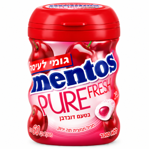 מסטיק מנטוס בטעם דובדבן ללא סוכר 60 גרם - מנטוס