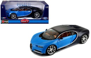 דגם מכונית בוראגו כחול Bugatti Chiron 1:18 Bburago