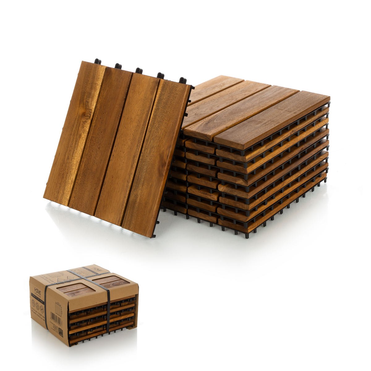 מארז 9 יח' אריחי דק 30*30 ס"מ 4 ישרים עץ Acacia חום בהיר