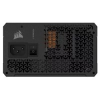 ספק כוח מודולרי ושקט לחלוטין Corsair RMe Series RM650e 650W – מבט אחורי על ספק הכוח השחור עם חיבור חשמל מתג וגריל אוורור
