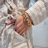 צמיד זהב לאישה צמיד נפוח חוליות איטלקי עבה מזהב 14 קאראט