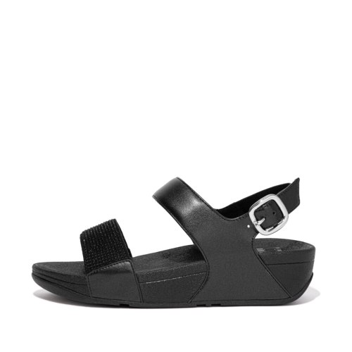 סנדלי לולו הופיקס מעוטר אבנים שחור פיטפלופ FITFLOP (רצועות סקוצ')