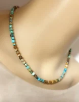 שרשרת טורקיז טבעי וזהב מתנה לאשה.