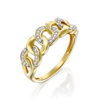 טבעת שמיניות האושר משובצת יהלומים בזהב לבן או צהוב 14 קראט