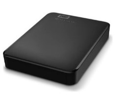 כונן חיצוני קשיח Western Digital Elements Portable 5TB – פריט בודד כונן שחור בעל פינות מעוגלות עם לוגו WD