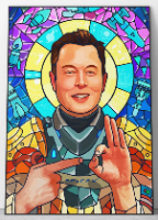 "Double Elon" זוג תמונות קנבס של אלון מאסק מאוייר בסגנון פופ ארט |פוסטרים מעוצבים למשרד