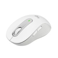 עכבר אלחוטי לבן Logitech Signature M650 – פריט בודד לבן עם גלגלת אפורה מחוון ירוק וכפתורי צד