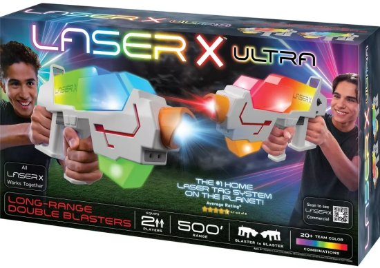 LASER X - זוג רובי לייזר אולטרה טווח רחוק משחק רבולושן