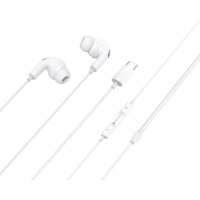 אוזניות In-Ear Miracase METC430 Type-C – אוזניות תוך-אוזן לבנות עם חיבור Type-C ושלט נראות על רקע לבן