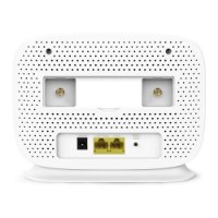 ראוטר סלולרי TP-Link TL-MR105 4G LTE 300Mbps – אלחוטי מבט אחורי על המכשיר הלבן עם חיבורי אנטנה חשמל ופורטי רשת