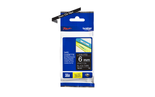 סרט סימון לבן על רקע שחור Brother TZe315 Labelling Tape Cassette 6mmx8m