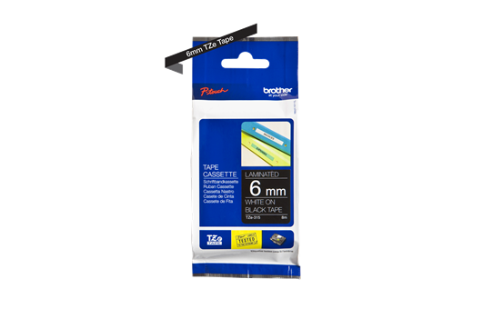 סרט סימון לבן על רקע שחור Brother TZe315 Labelling Tape Cassette 6mmx8m