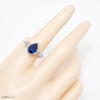 טבעת מכסף משובצת אבן זרקון צבע כחול RG6405 | תכשיטי כסף 925 | טבעות כסף