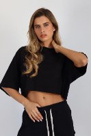 חולצת קרופ טומי LB שחור