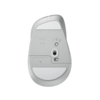 עכבר אלחוטי צבע לבן Logitech Signature Comfort Plus M850 Size L – תחתית העכבר הלבן עם חיישן אופטי מתג הפעלה וכריות החלקה
