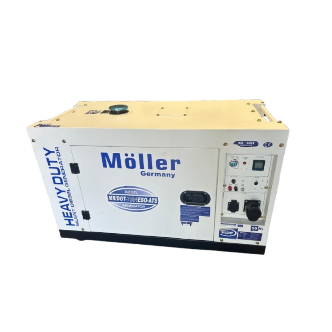 גנרטור דיזל מושתק 7500W חד פאזי כולל ATS של MOLLER GERMANY