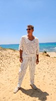 חולצת סריג רשת אוברסייז לבן