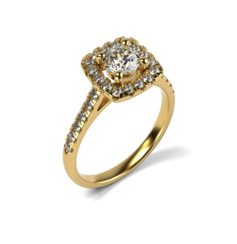 טבעת אירוסין יוקרתית זהב 14 קראט מרובעת מלאת נוכחות