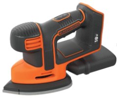 מלטשת חשמלית נטענת Black+Decker BDCDS18N-XJ – מבט אלכסוני על המלטשת בצבעי שחור וכתום עם סוללת 18V