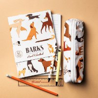 קלמר / תיק בד קנבס כלבים מסוגננים Barks