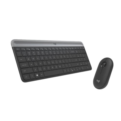 סט מקלדת ועכבר אלחוטיים Logitech MK470 בעיצוב דק במיוחד בצבע אפור