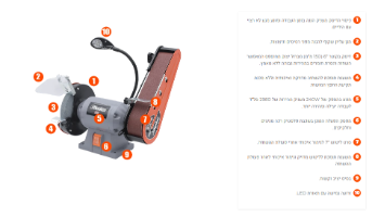 משחזת שולחנית 240W עם סרט ליטוש ותאורת עבודה LED