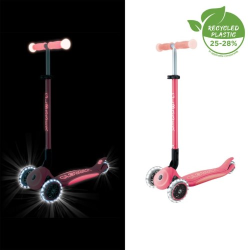 קורקינט 3 גלגלים לילדים Globber Elite Glow Lights מתקפל עם אורות וזוהר בחושך בצבע מנטה