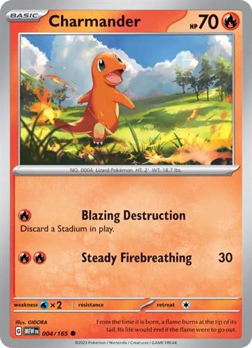 קלף בודד single פוקימון - charmander - 151 - 004/165