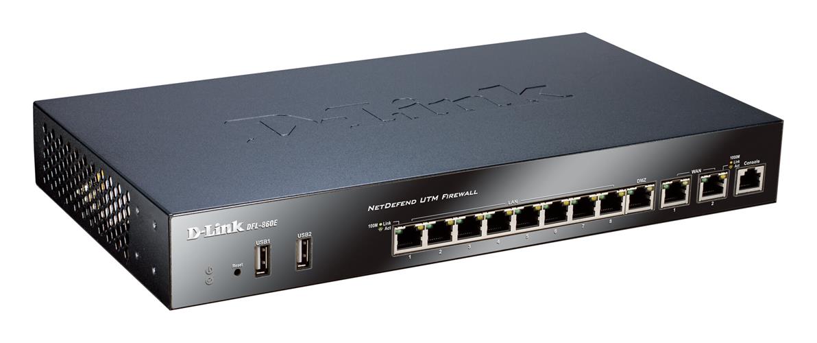 UTM DFL-860E Firewall 2X Wan, 7X Lan 1X DMZ, 200M Mbps, 40K Concurrent sessions
