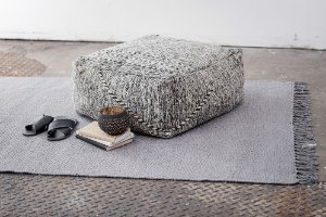 שטיח כותנה אריגה שטוחה - אפור