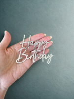 טופר אקריל כסף happy birthday