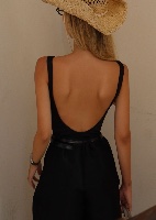 Black Backless Overall
