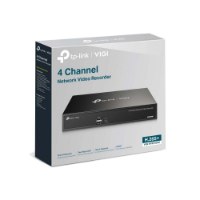מערכת הקלטה 4 ערוצים Vigi NVR1004H – קופסת אריזה לבנה מציגה את מכשיר ההקלטה השחור עם פרטיו