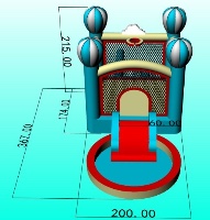 תרשים מידות מתקן מתנפח לגינה Mirajump MJ68 – התאמה לחצר ולשטח משחק.