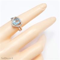 טבעת מכסף משובצת אבני טופז כחולה וזרקונים RG6138 | תכשיטי כסף 925 | טבעות כסף