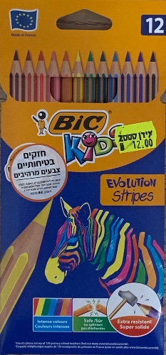 חבילת 12 עפרונות צבעונים BiC Kids