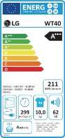מגדל כביסה וייבוש 10/12 ק"ג 1400 סל"ד LG דגם WT40 אל גי