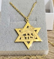 שרשרת מגן דוד ואריה עם שם בהזמנה אישית