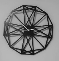 בלעדי! שעון קיר גדול בעיצוב ייחודי מוטיב משולשים עשוי עץ בחיתוך לייזר בקוטר 60\80 ס"מ וצבע לבחירה