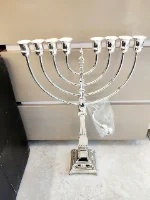 חנוכיה טבולה בכסף -מורשת דגם פיזה( L)