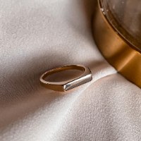 טבעת מלבן חותם - ציפוי זהב