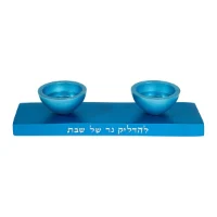 חנוכייה + נרות שבת מתכת בצבע כסף