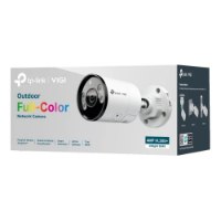 מצלמת רשת Vigi S345 2.8mm 4MP – מצלמת אבטחה לבנה וקופסת האריזה שלה מוצגות על רקע לבן