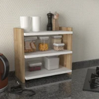 מדף כפול לארגון אביזרים לורנס בגוון חום אלון בשילוב לבן קלאסי או לבן קלאסי בלבד