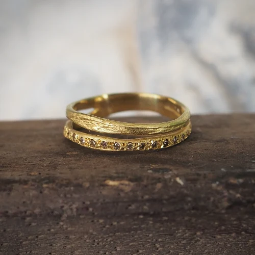 Duo Ring with Champagne Diamonds