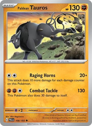 קלף בודד single פוקימון - palean tauros - Paldea Evolved - 108/193