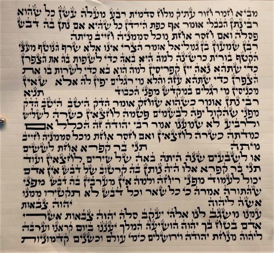 תקריב של נוסח פיטום הקטורת בכתב יד על קלף, בעבודת סופר סת״ם — מן הסת״ם