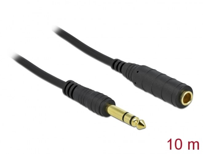 כבל מאריך אודיו Delock Stereo Jack Extension Cable 6.35 mm 3 pin male to female 10 m black