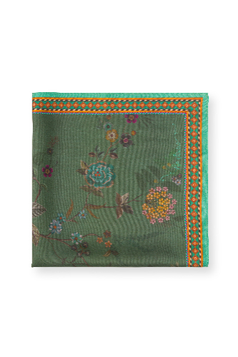 צעיף 100% משי ירוק BODHI FLOWER מידות 53X53 ס"מ