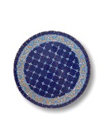 שולחן מוזאיקה כחול טורקיז עיטורים- קוטר 60
